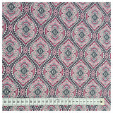 Baumwollsatin Siena Ornamente fuchsia und blau