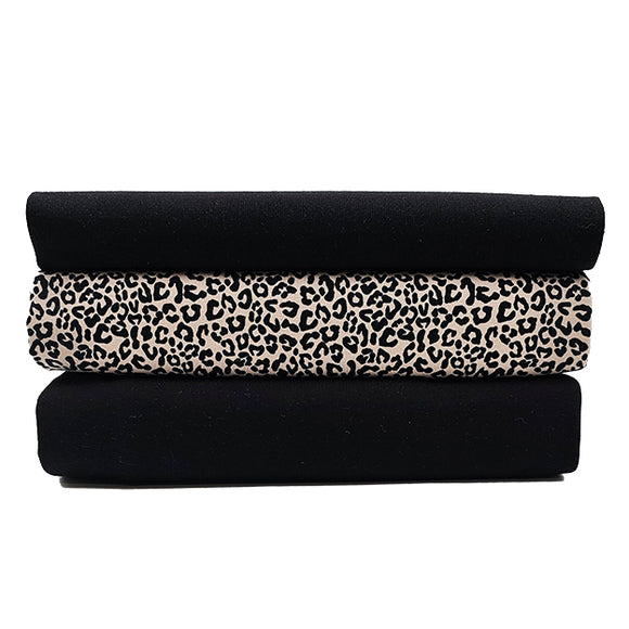 Jersey Stoffpaket Leoprint und uni mit Bündchen