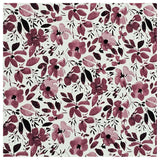 Jersey Stoffpaket Blumen wollweiß und uni bordeaux mit Bündchen